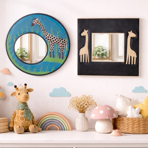 Other - Hand-Painted Giraffe Mirrors – Whimsical & One-of-a-Kind